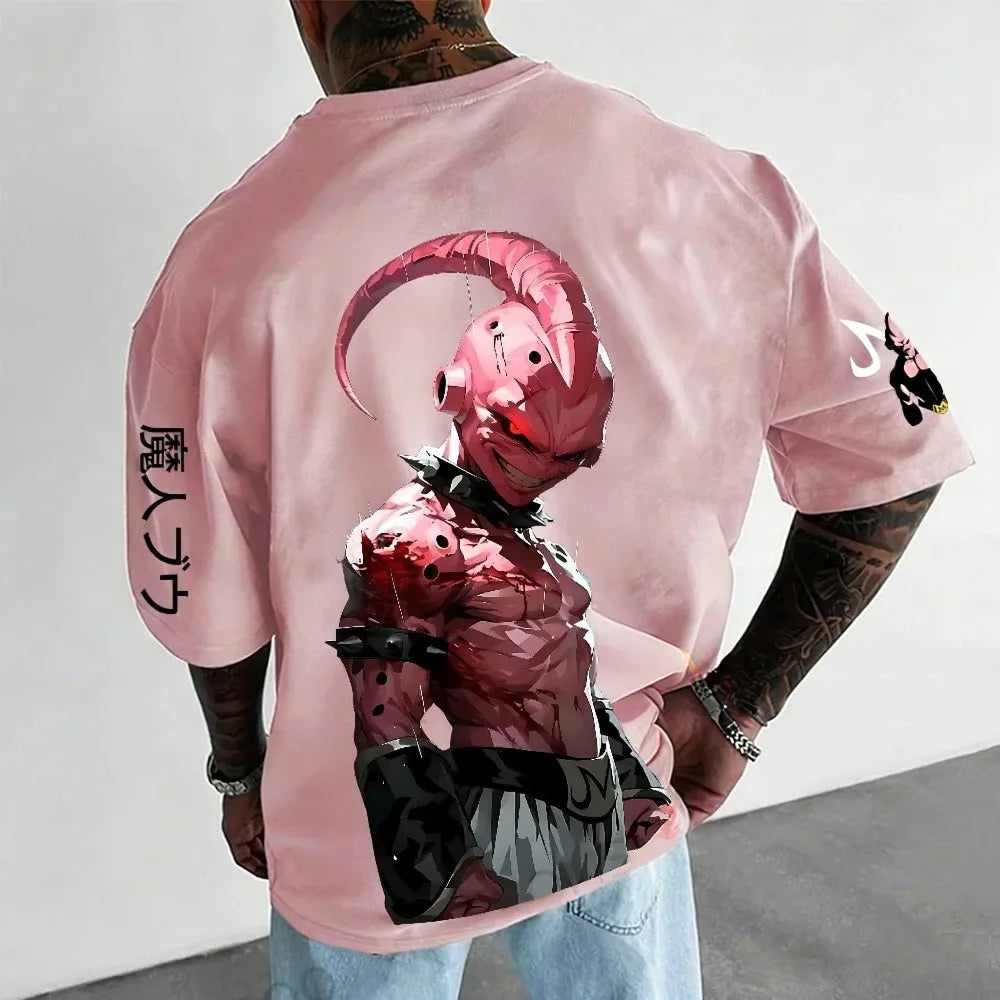 Dragon Ball Super Men's and Women's T-Shirts Majin Buu Anime Tee Summer Spring Boy's Oversize Short Sleeves Parent-child Outfits