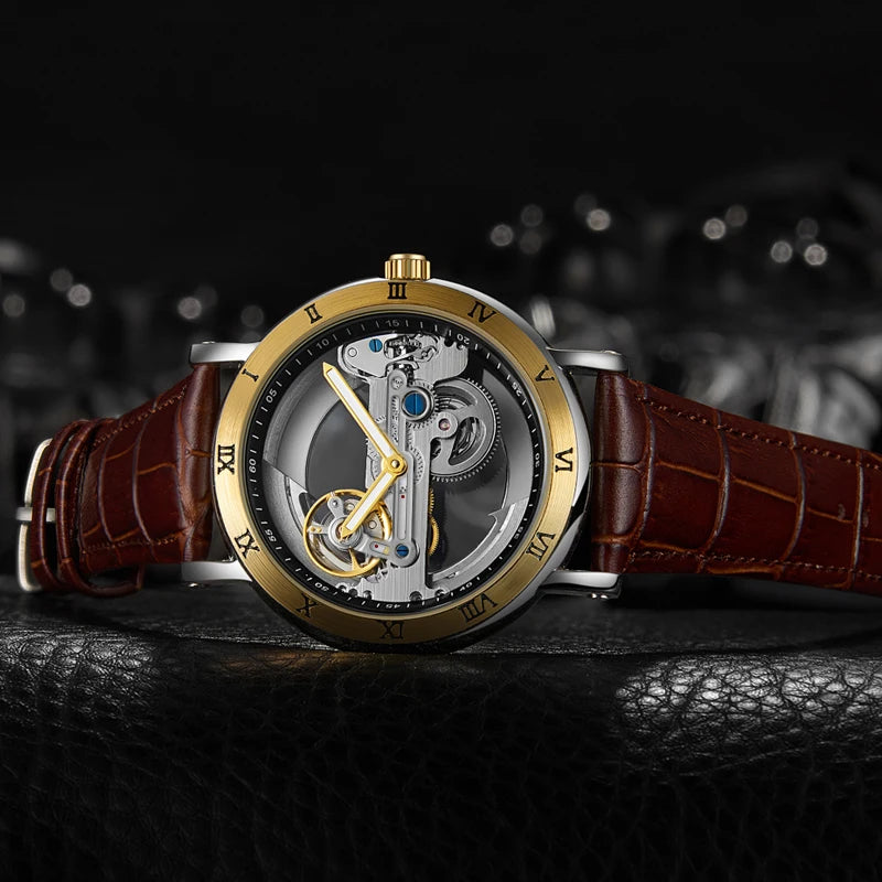 Watch Men Automatic Watch Luxury Watch Man Mechanical Wristwatch Skeleton Design Waterproof Leather Strap Male Watch Reloj Hombr