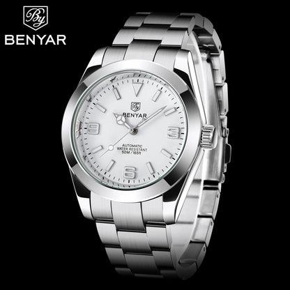 BENYAR 2025 Neue automatische mechanische Herrenuhr, Business-Sport-Luxus-Herrenuhr, 50M wasserdichte Uhr, Relogios Masculino