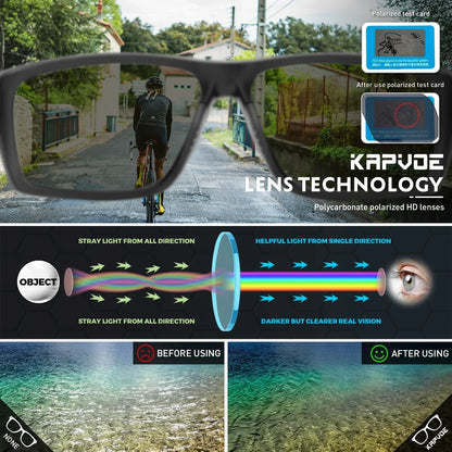 Kapvoe polarizované rybářské sluneční brýle, cyklistické brýle pro muže i ženy, UV400, sportovní brýle, cyklistické brýle, brýle na horská kola (MTB)