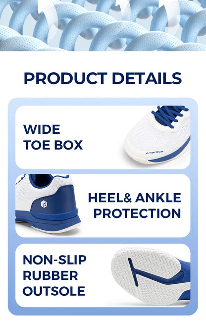 Chaussures de tennis pour homme FitVille, version large 2E, chaussures de sport d'entraînement professionnel, respirantes, antidérapantes, avec soutien de la voûte plantaire