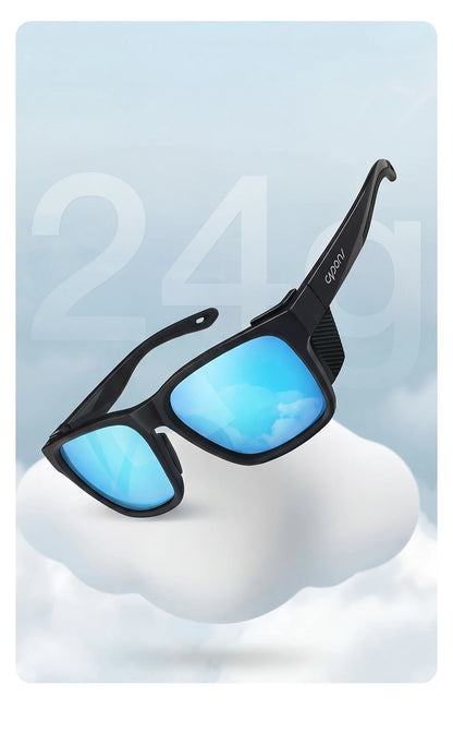 CAPONI Polarizované pánské sluneční brýle pro outdoorové sporty a rybaření, čtvercové, odolné proti oleji a vodě, modré HD čočky, černé obroučky CP36505