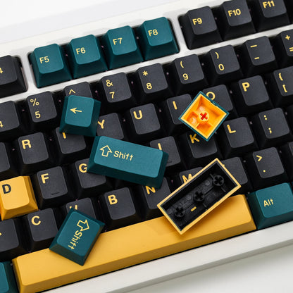 KBDiy GMK MarrsGreen Tastenkappen Retro PBT ISO Double-Shot Cherry-Profil Tastenkappen für MX-Switches Mechanische Gaming-Tastatur-Tastenkappen