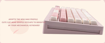 Pink Kitten, Girl MAO Keycap PBT 134 Keys, Customized for 60/84/98/108 Mechanical Keyboard