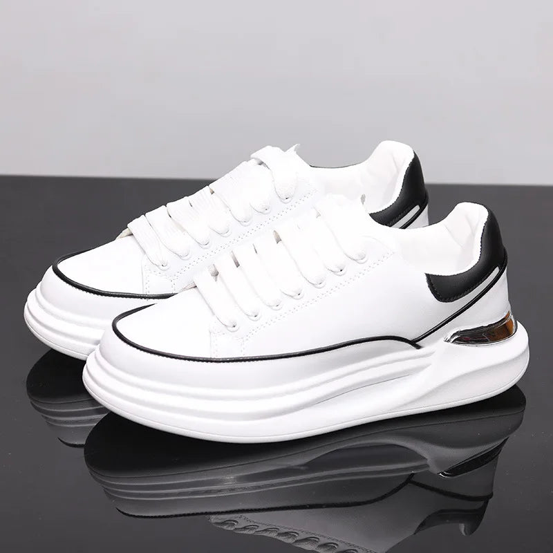 Sapatos brancos pequenos para casal, sapatos de homem, sapatos desportivos de mulher, ténis de homem, sapatos desportivos casuais com aumento de altura no interior