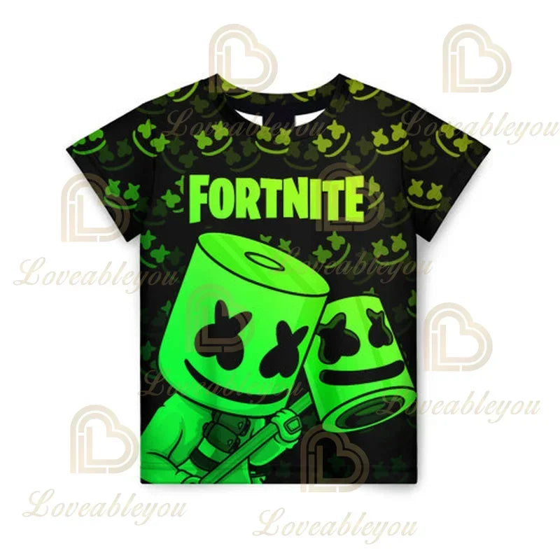 Fortnite Adult Children's Clothing 3D Digital Printing Loose Large Size Short-sleeved T-shirt Kids Summer Tee Tops