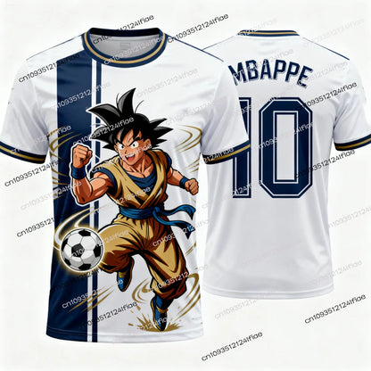2026 Summer New Adult Men's Dragon Ball Goku 3D Printed Football Jersey T-Shirt Kids Anime T-Shirt Special Football Jersey NO.10