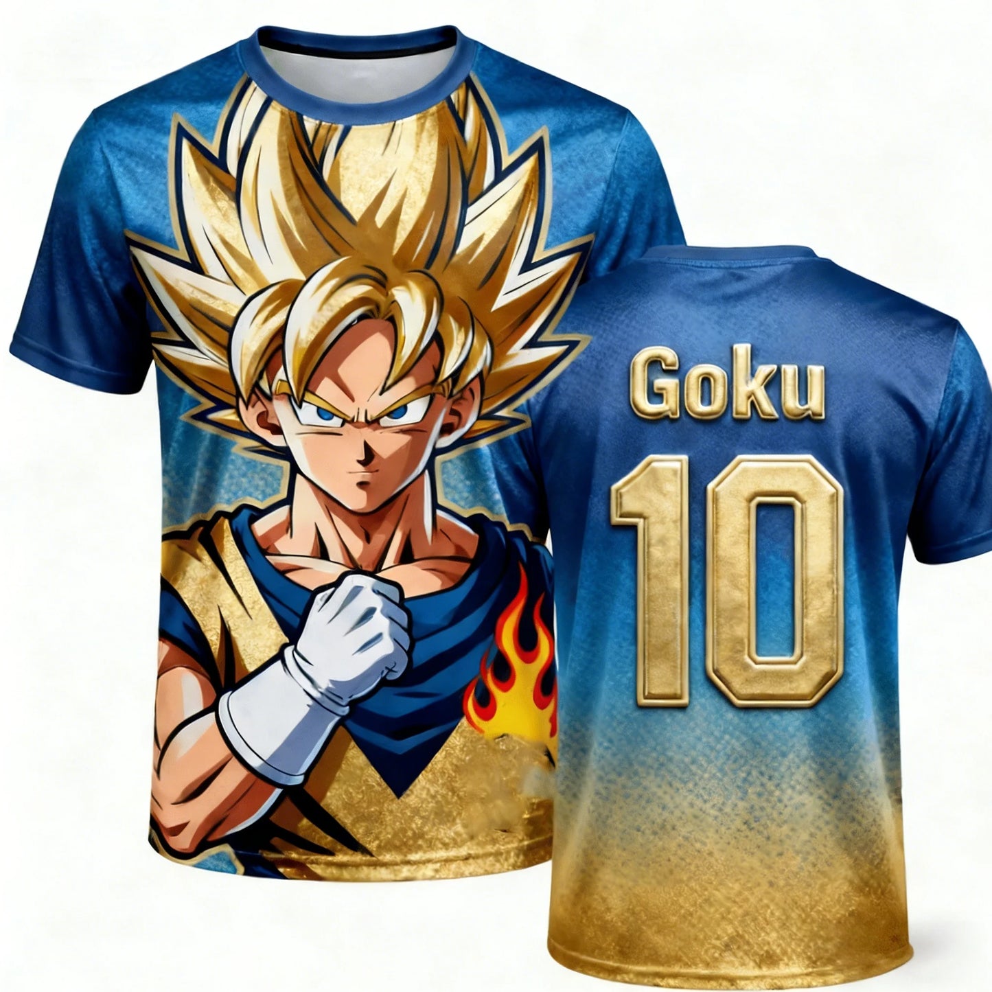 Summer 2026Dragon Ball Wukong "Super Saiya" No. 10 Football Theme 3D Printed Breathable Quick Dry T-shirt Adult Parent-child Top