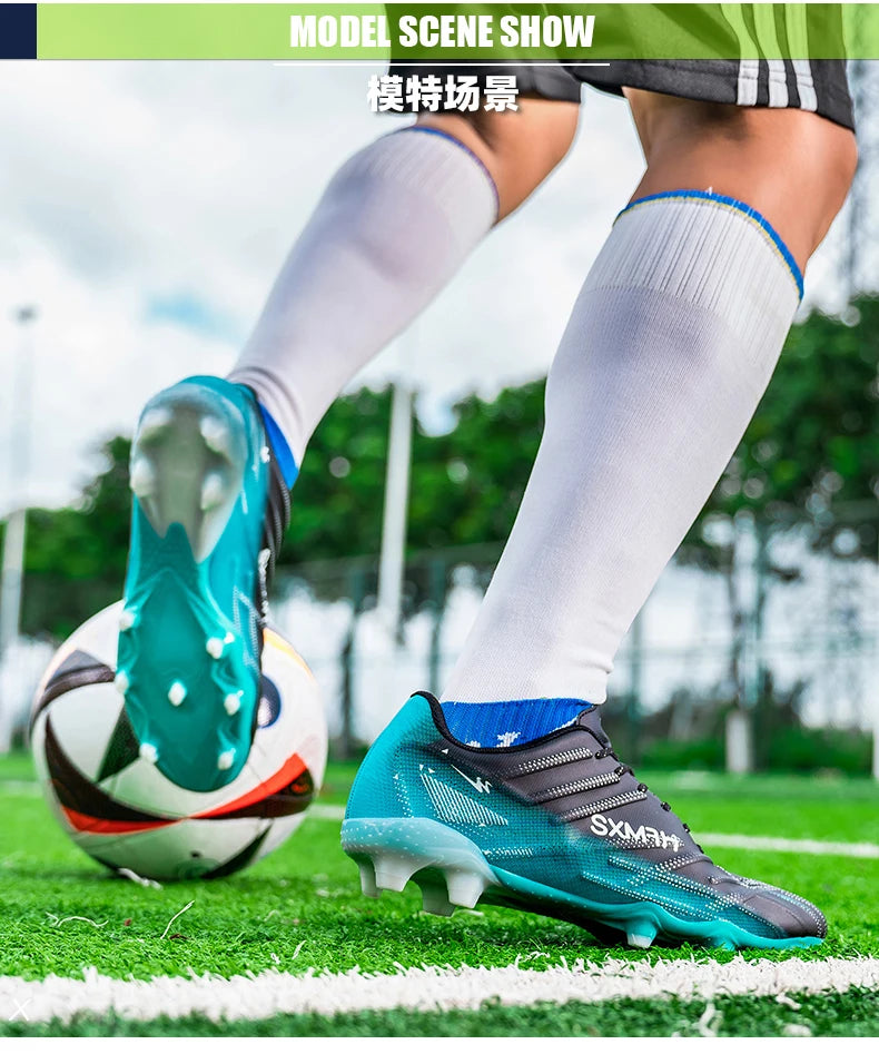 Chaussures de football Double Star Adult Youth AG : crampons antidérapants et résistants pour gazon artificiel et naturel, pour l'entraînement et les matchs, hommes et femmes