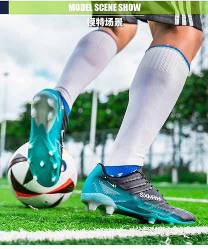 Chaussures de football Double Star Adult Youth AG : crampons antidérapants et résistants pour gazon artificiel et naturel, pour l'entraînement et les matchs, hommes et femmes
