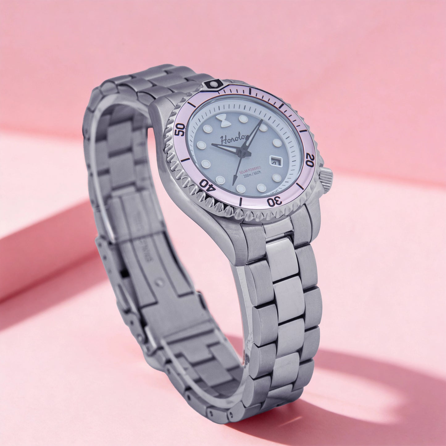 Horolo Women' Watches Japan Solar Movement 30mm Luminous Water Resistant Sapphire stainless steel Luxury Watch Gift For Wife