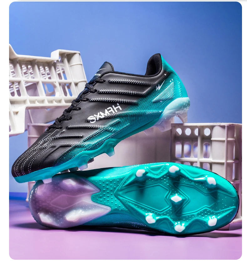 Chaussures de football Double Star Adult Youth AG : crampons antidérapants et résistants pour gazon artificiel et naturel, pour l'entraînement et les matchs, hommes et femmes