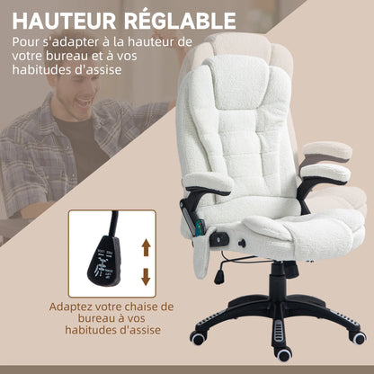 High-Tech Executive Office Chair with Lumbar Heating, Massage Function, 360° Swivel Ergonomic Fabric Desk Chair with Remote Control