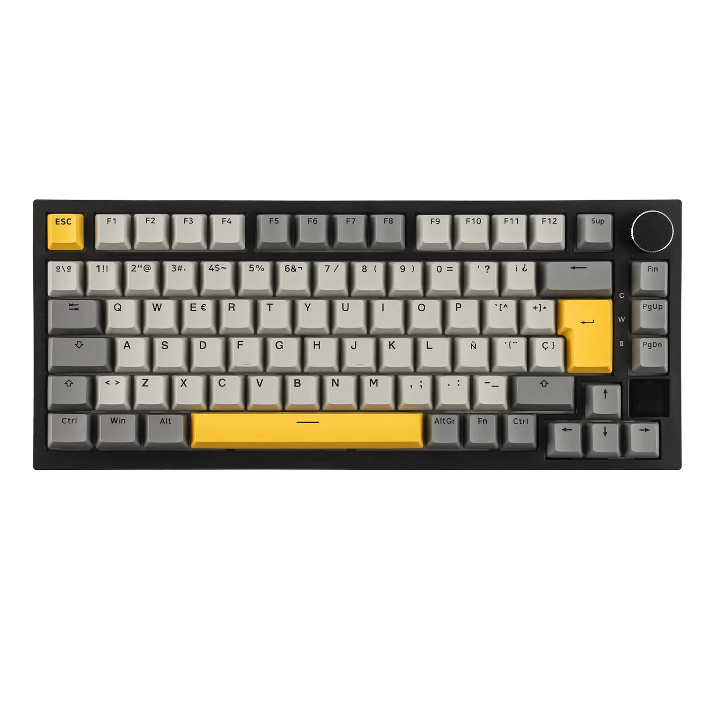 ISO-ES-Layout EPOMAKER X AJAZZ AK820 PRO 75% Spanisches Layout Kabelgebundene/2.4GHz/BT mechanische Tastatur mit Display & Drehregler für PC/Mac