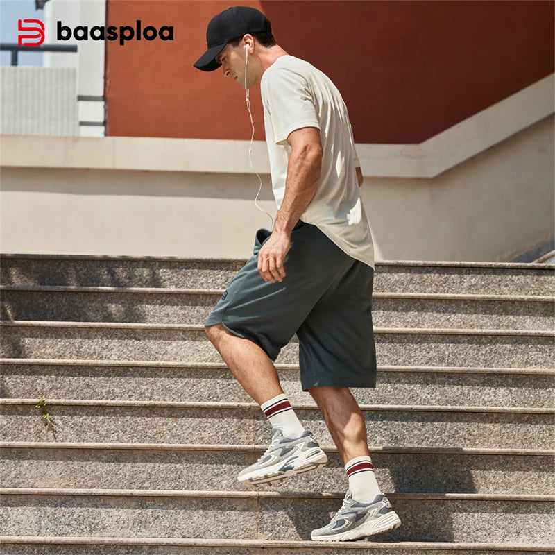 Baasploa Nieuwe hardloopschoenen voor heren, outdoor, modieus, lichtgewicht sportschoenen van mesh, casual herenschoenen, ademend, antislip wandelschoenen