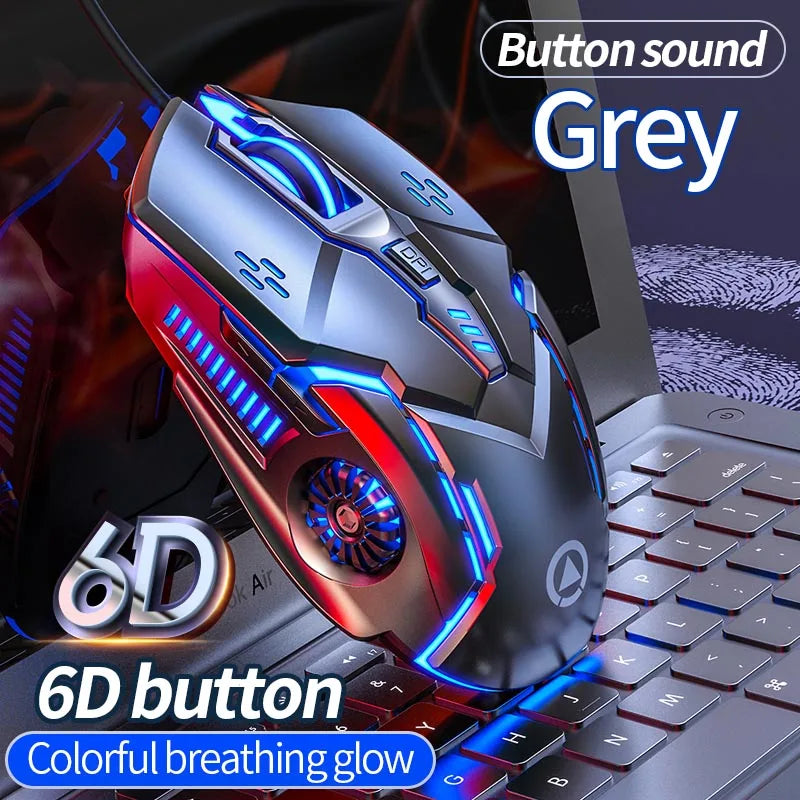 YINDIAO Ergonomic Wired Gaming Mouse RGB Mute Mause LED Backlit 3200dpi 6Button G5 USB Mechanical Mouse For PC Laptop Computer