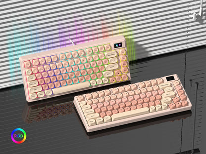 Womier S-K80 Keyboard Liquid 75% Hot Swap Keyboard with Color OLED Display Mechanical Gaming Keyboard Gasket Mount RGB for Windo