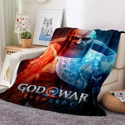 God of War Games Kratos Cartoon 3D Soft Blankets,Keep Warm Throw Blanket Comfortable Blanket for Picnic Beds Sofa Home Bedroom
