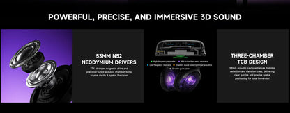 Auscultadores Gaming AKKO Verge S9 com Microfone – Driver de 53mm, Bluetooth 5.3 Sem Fios Quad-Mode, Som Surround 7.1, Auscultadores Gaming Profissionais para FPS