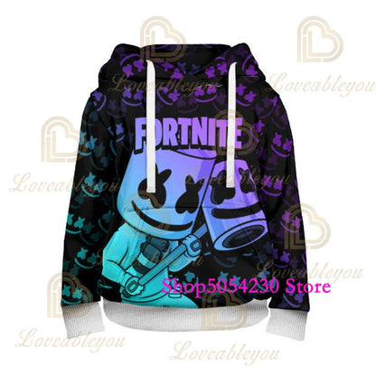 3D-gedruckter Llama Fortnite Hoodie Battle Royale Cartoon-Sweatshirt für Herren und Damen, Game-Hero-Kapuzenpullover für Teenager