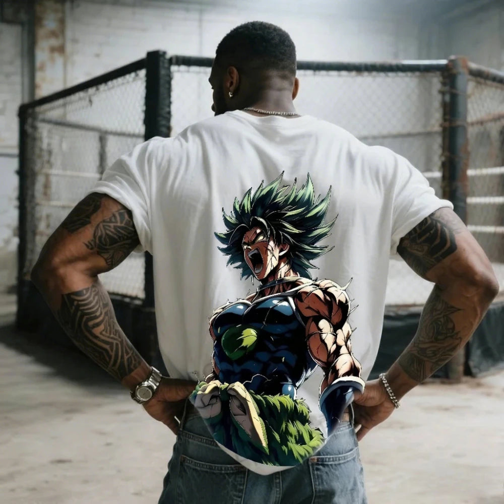 Dragon Ball Men's and Women's T-shirt Broly Anime Loose Daily Tee Summer and Spring Boy's Short Sleeves Parent-child Outfits