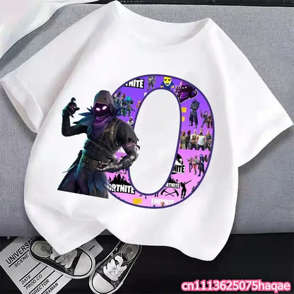 New Fortnites Kids T-shirts Cartoon Letter Graphic T-shirts Boys Girls Summer Casual Sports Short Sleeves Tops Children Clothing