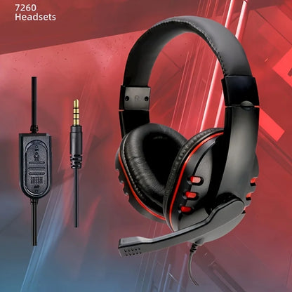 Cuffie cablate 7260 con microfono – Headset gaming e lavoro per PS4 PS5 Xbox One, studio e riunioni, auricolari con jack 3.5mm