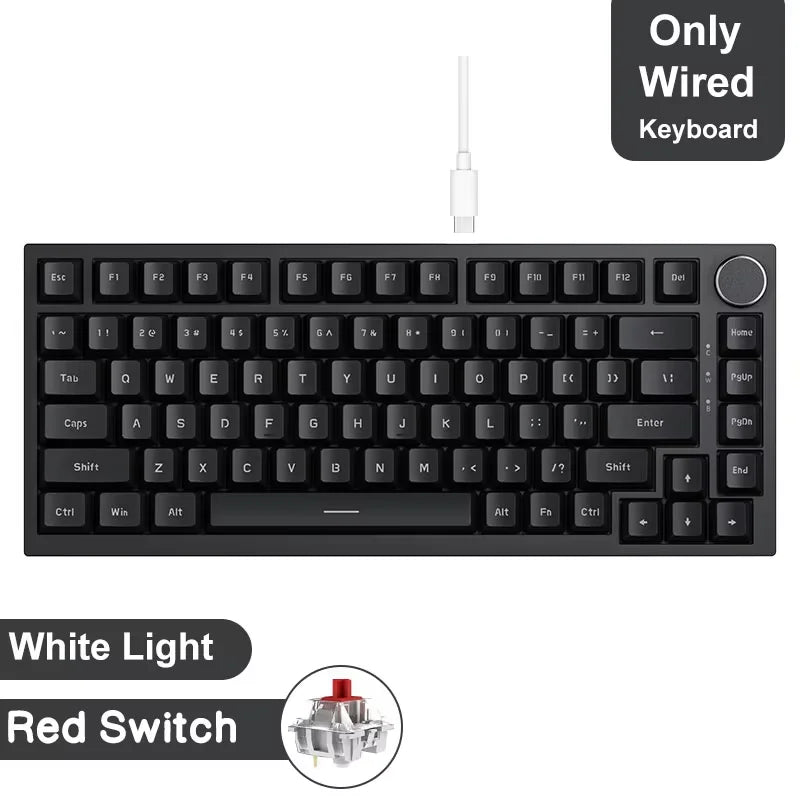 AJAZZ AK820 Pro Gaming Mechanical Keyboard Bluetooth 5.1 Wireless RGB Hot Swappable Gasket Keyboard with TFT Screen & Knob