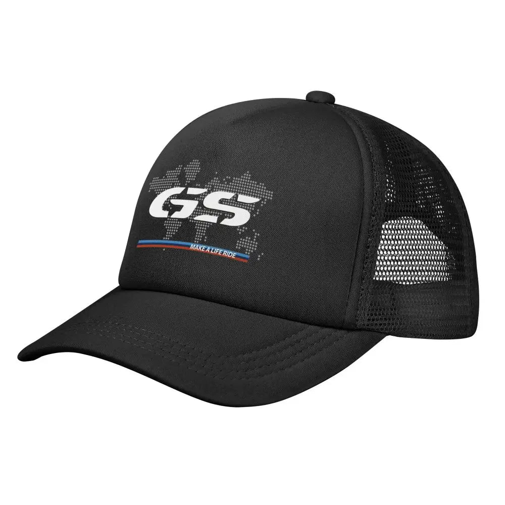 GS Weltkarte Motorrad-Trucker-Cap Herrenmode-Hüte Sonnenkappen Angelhut Atmungsaktive Baseballkappen aus Polyester-Netzgewebe für den Sommer