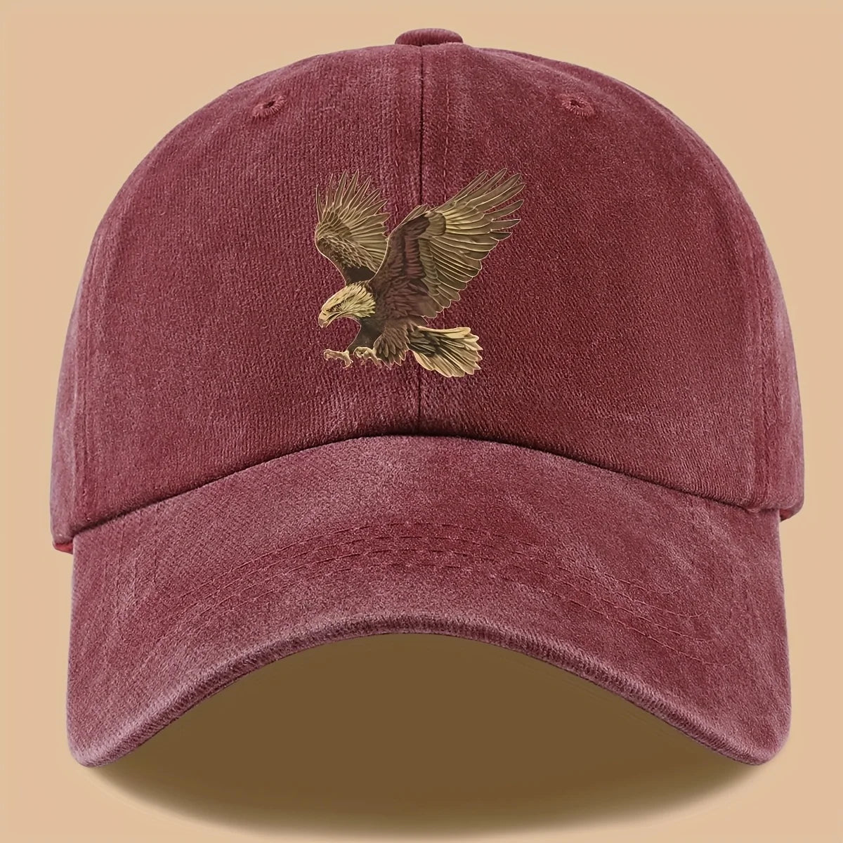 Eagle print baseball cap, adjustable for both men and women, suitable for hiking, fishing, and vacation exploration