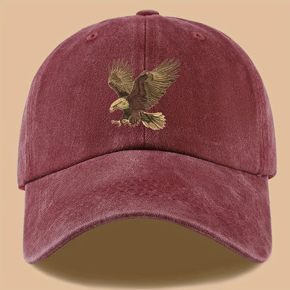 Eagle print baseball cap, adjustable for both men and women, suitable for hiking, fishing, and vacation exploration