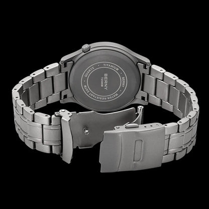 BERNY Titanium Men Wristwatch AR Coat Sapphire Fashion Wristwatch Luminous VH31 Ultra-thin Quartz Watch Waterproof 5ATM Watches