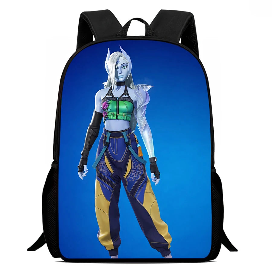Fortnite Cartoon 15-Zoll leichter Rucksack mit verstellbaren Schultergurten – tägliche Schultasche für Kinder, Jungen und Mädchen, Alter 5-9
