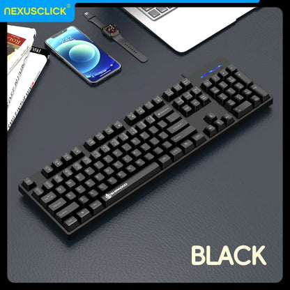 NexusClick Wireless Gaming Office Keyboard&Mouse Set Smart Power Saving Full Size 104 Keys 1600DPI Adjustable USB for Laptop PC