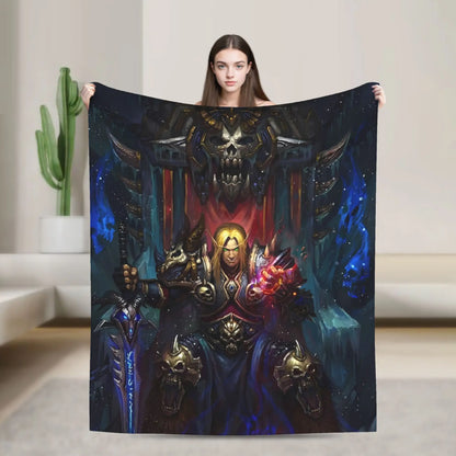WOW World of Warcraft Arthas Retro Game Blanket  Soft Plush Bedding Throws For Home Decor Travel Flannel Bedspread Bed Cover