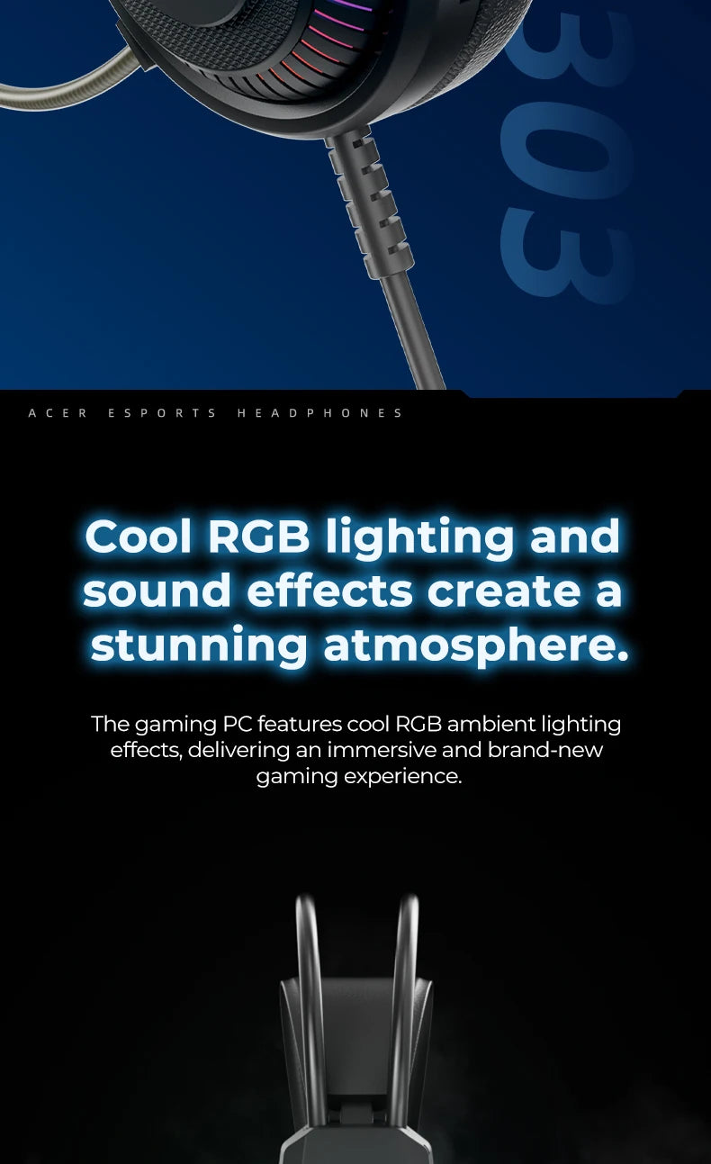 Auriculares Gaming com Fio RGB e Microfone – Headset Gaming com Som Surround de Baixa Latência, Iluminação RGB Elegante, Isolamento de Ruído e Ajuste Confortável