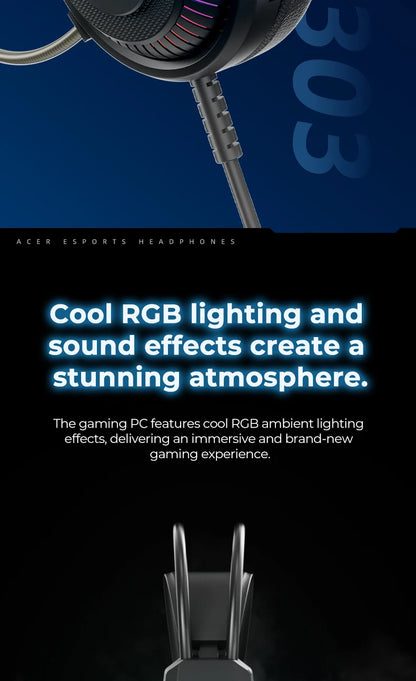 Auriculares Gaming com Fio RGB e Microfone – Headset Gaming com Som Surround de Baixa Latência, Iluminação RGB Elegante, Isolamento de Ruído e Ajuste Confortável