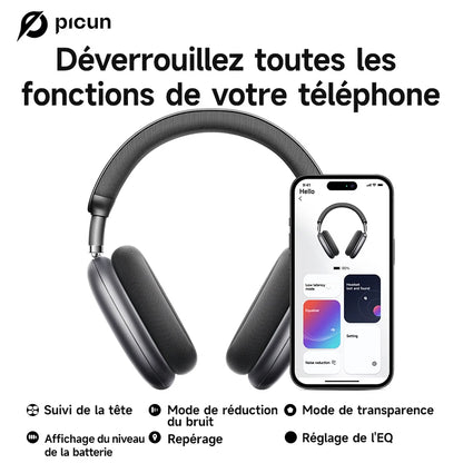 Auriculares inalámbricos Picun F8 Pro ANC con seguimiento de cabeza, audio espacial 3D, ANC -52dB, sonido HIFI, Bluetooth, micrófono HD ENC, baja latencia y APP