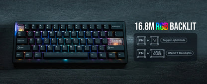 CIDOO QK61 V2 VIA-Programmable 60% Gasket Structure Wired/2.4GHz Wireless/Bluetooth Compact Keyboard with South-Facing LEDs