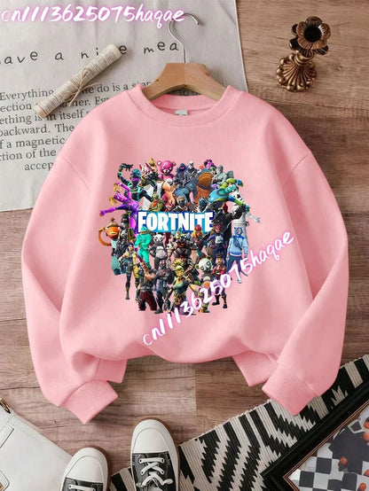 Fortnites Series Kinder-Sweatshirts, trendige Langarm-Pullover für Jungen und Mädchen, Herbst/Winter, Cartoon-Kinderkleidung, Geburtstagsgeschenke