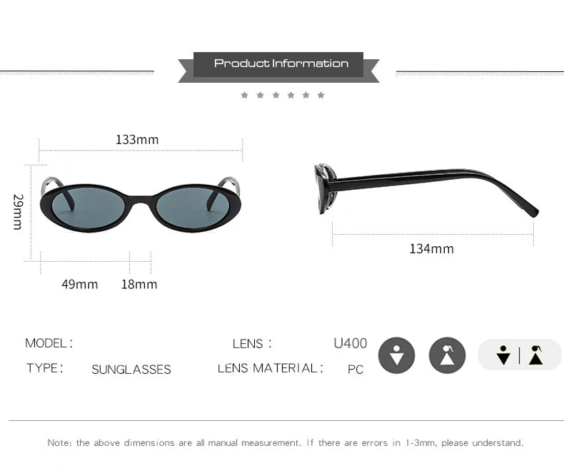 Malé oválné sluneční brýle pro ženy a muže, trendy, vintage, hip hop, kočičí oči, dámské, leopardí, černé, punkové, UV400, Oculos