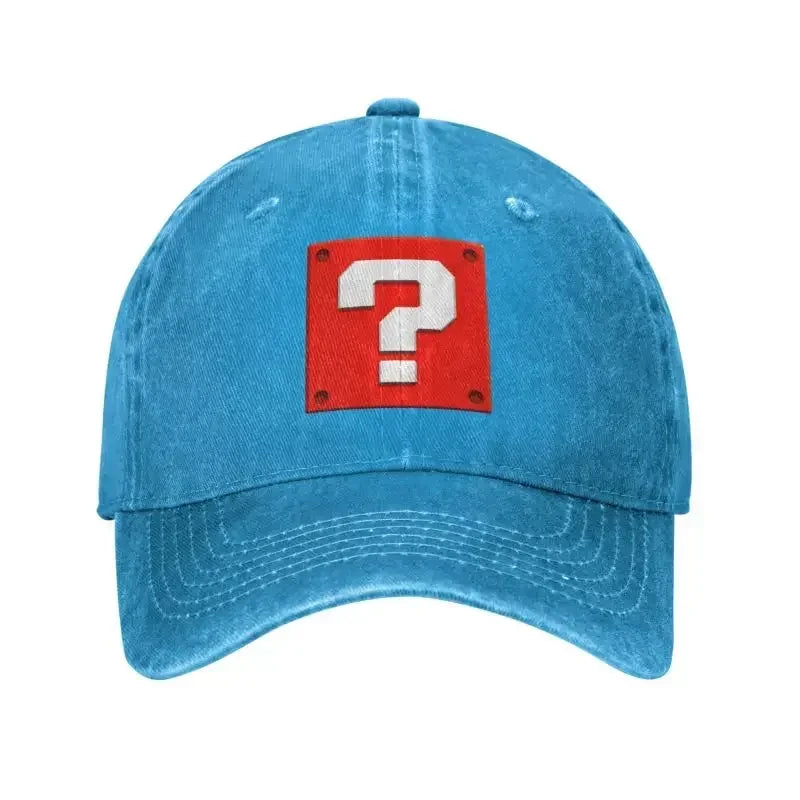 Individuell gestaltete Mode-Cartoom-Spiel-Fragezeichen-Block-Baseballmütze für Damen und Herren, verstellbar, Unisex, Baumwolle, Dad-Cap, Performance-Snapback-Kappen