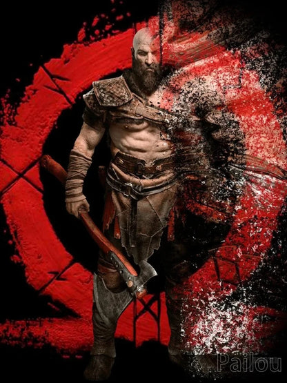 God Of War Ragnarok 5D DIY Diamond Painting Kit Greek Mythology Kratos Art Mosaic Cross Stitch Handcraft Home Room Decor Gift