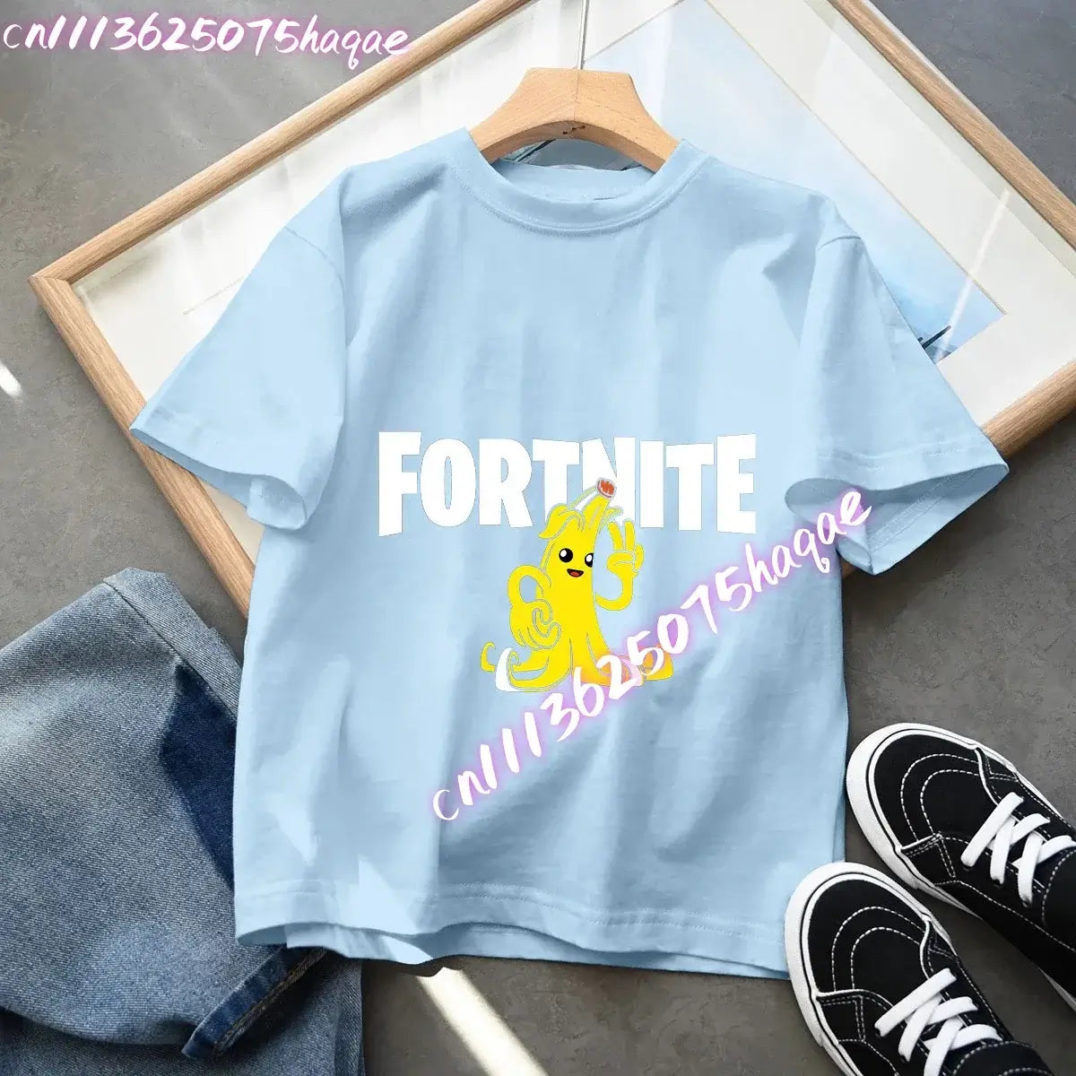 Fortnites Kids Blue Cotton T Shirt Fortress Night Baby Short Sleeve Tees Shirt Cartoon Boy Girl Summer Clothes Kawaii Tops Gift