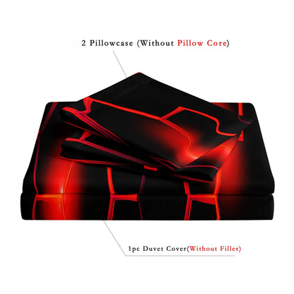 Conjunto de Capa de Edredão 3D Geométrica com Padrão Hexagonal em Favo de Mel, 3 Peças, Roupa de Cama em Poliéster Colorido com Impressão Digital e Fecho de Correr