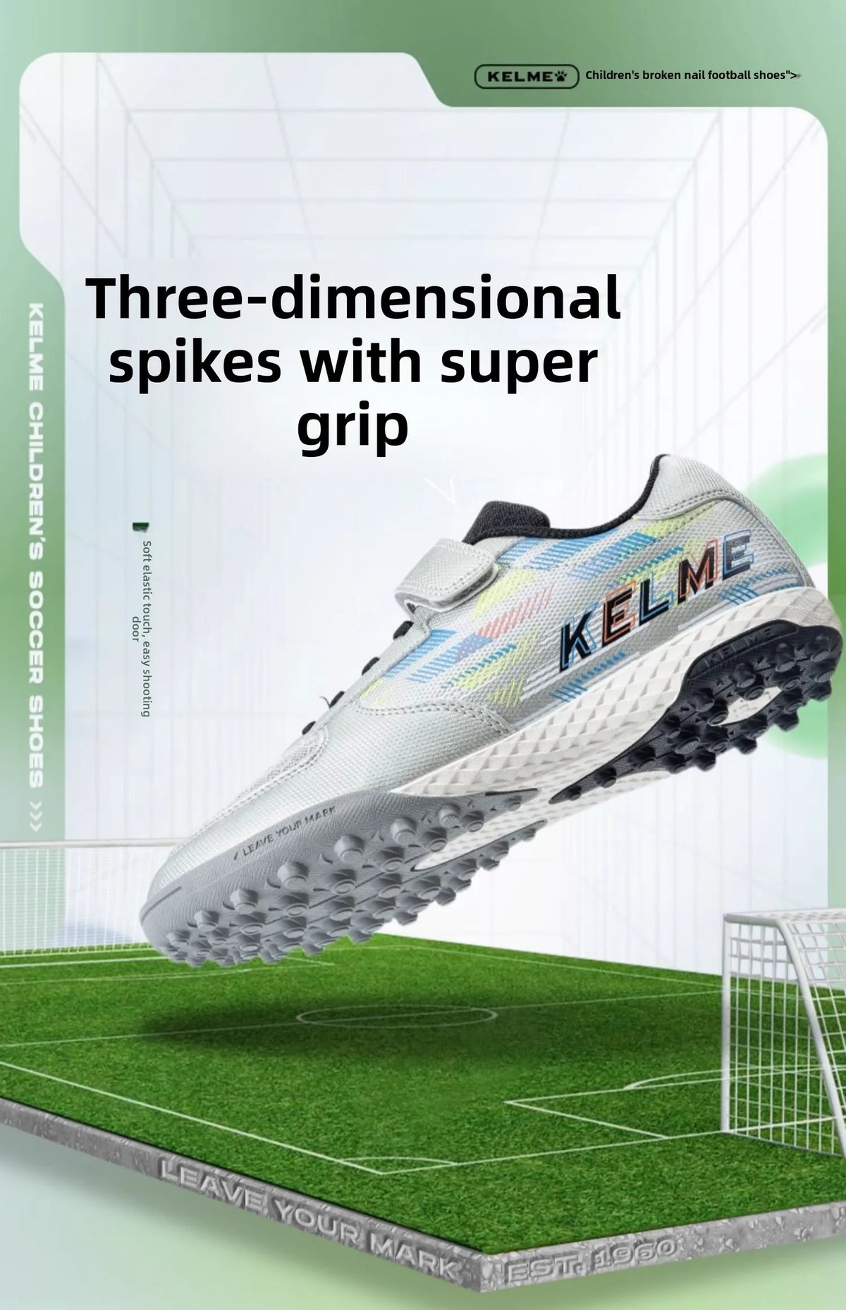 Chaussures de football pour enfants Kelme Tf Nail pour élèves du primaire – Chaussures de football à cinq sur gazon artificiel