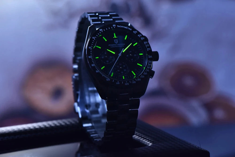 New PAGANI DESIGN Moon Men Watch Retro Luxury Quartz Watches For Men Stainless steel Sport waterproof Chronograph Man+With BOX