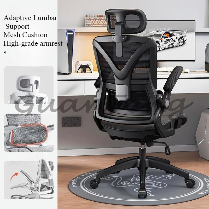 Ergonomic Gaming Chair with 3D Lumbar Support, Breathable Mesh Office Chair, Adjustable Swivel Racing Chair with Armrests for Home & Work