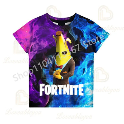 Youth F-Fortnited T-shirt Battle Game Adults Short Sleeve Summer Tees for Teen Boys and Girls