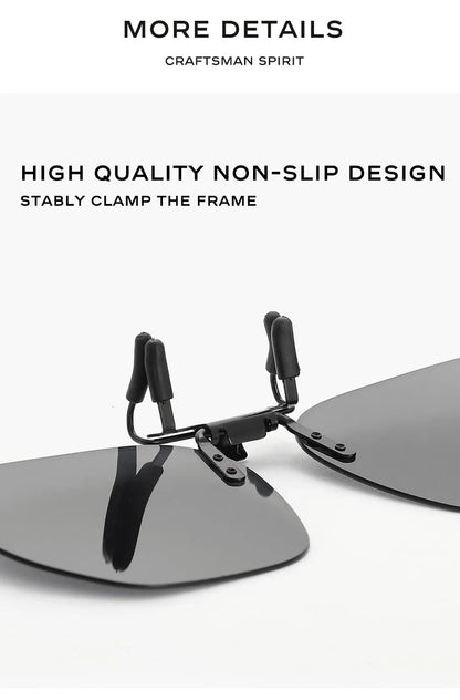 CAPONI Nové sluneční brýle s klipem pro muže, čtvercové polarizované fotochromatické brýle s klipem, odklápěcí, chrání oči, lehký klipový rám BS1103